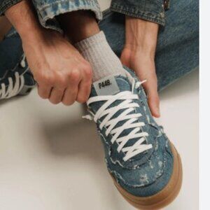 NWOT P448 Men's Denim Gum Sole Shoes Size US 17 / IT 52